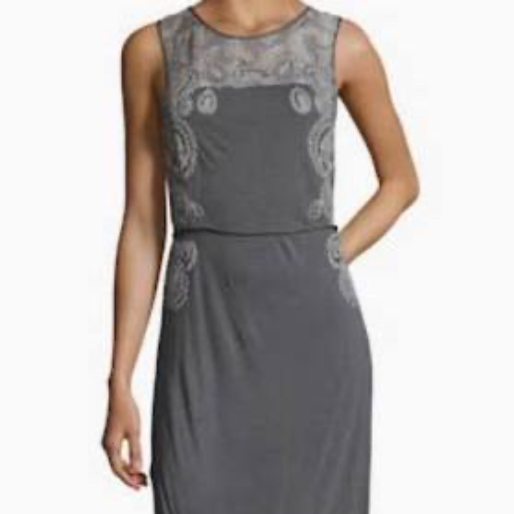 NEW gorgeous Calypso St Barth gray open back lace long maxi dress Small - $425